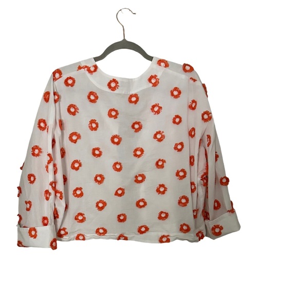 Gabrielle5 Women's Floral Blazer - White and Orange size L 100% Cotton - Picture 5 of 9